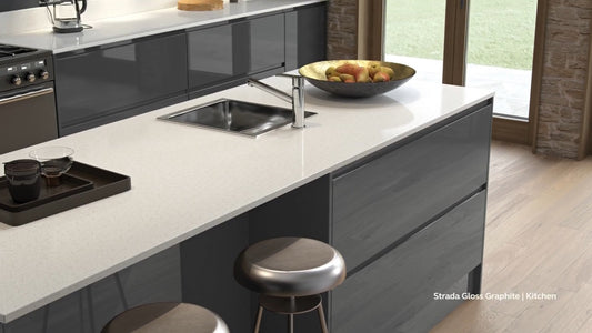 Strada Gloss GRAPHITE J-Pull kitchen cupboard door fronts, end panels and accessories