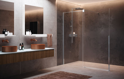 Novellini H-Style FIXED WALL IN LINE WITH 1 SLIDING DOOR Matt Black/Chrome