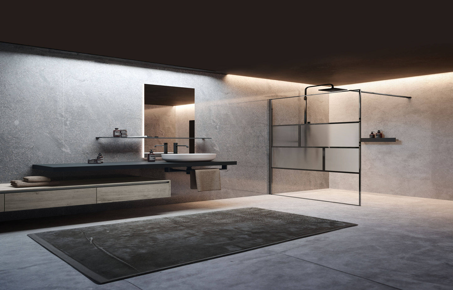 Novellini HC Art Fixed Shower Wet Room Panel, Various Colours