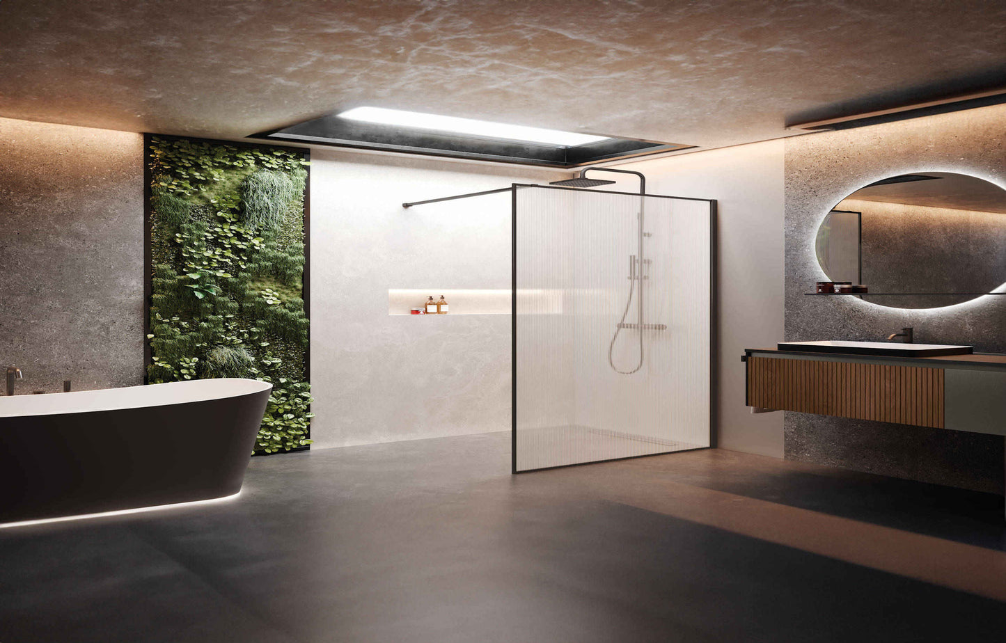 Novellini HP Art Fixed Flute Glass Shower Wet Room Panel, Various Colours