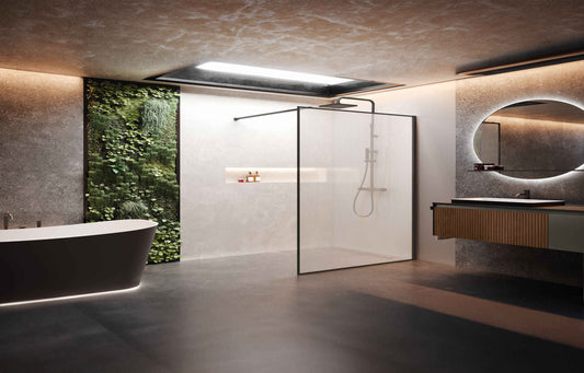 Novellini HP Art Fixed Flute Glass Shower Wet Room Panel, Various Colours