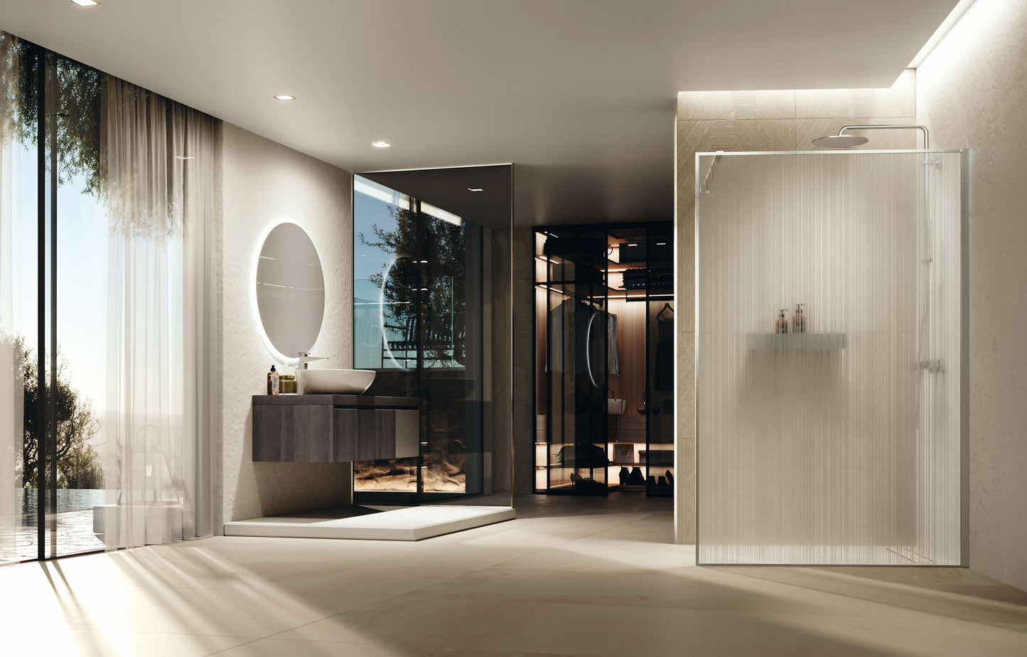 Novellini HP Art Fixed Flute Glass Shower Wet Room Panel, Various Colours