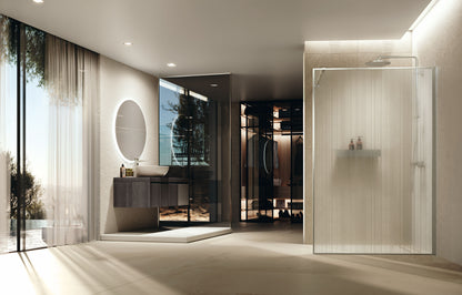 Novellini HP Art Fixed Flute Glass Shower Wet Room Panel, Various Colours