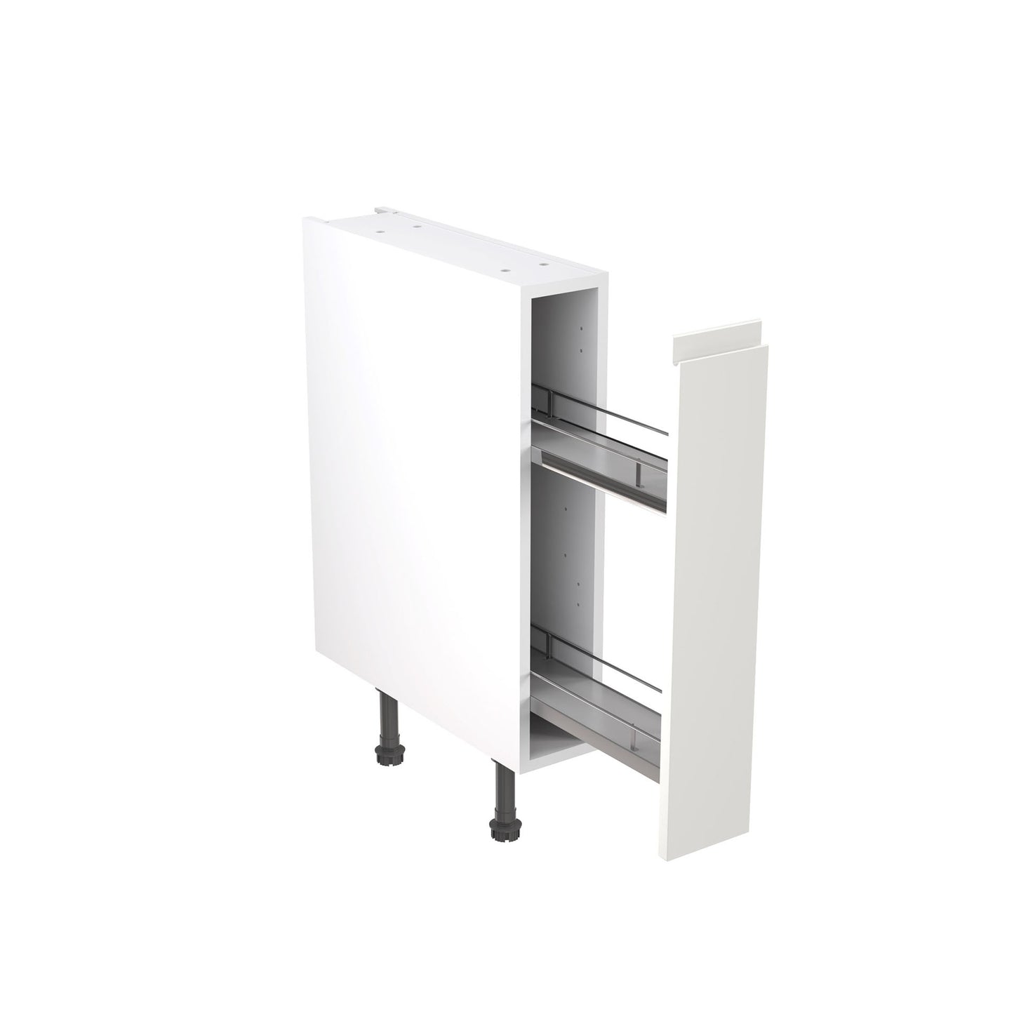J-Pull Super Gloss White Base Kitchen Cabinets with UNICLIC Technology, Flat packed