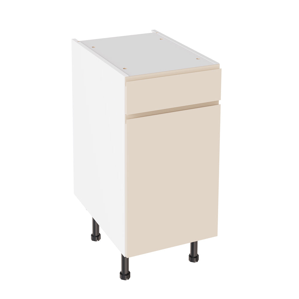 J-Pull Super Gloss Cashmere Base Kitchen Cabinets with UNICLIC Technology, Flat packed