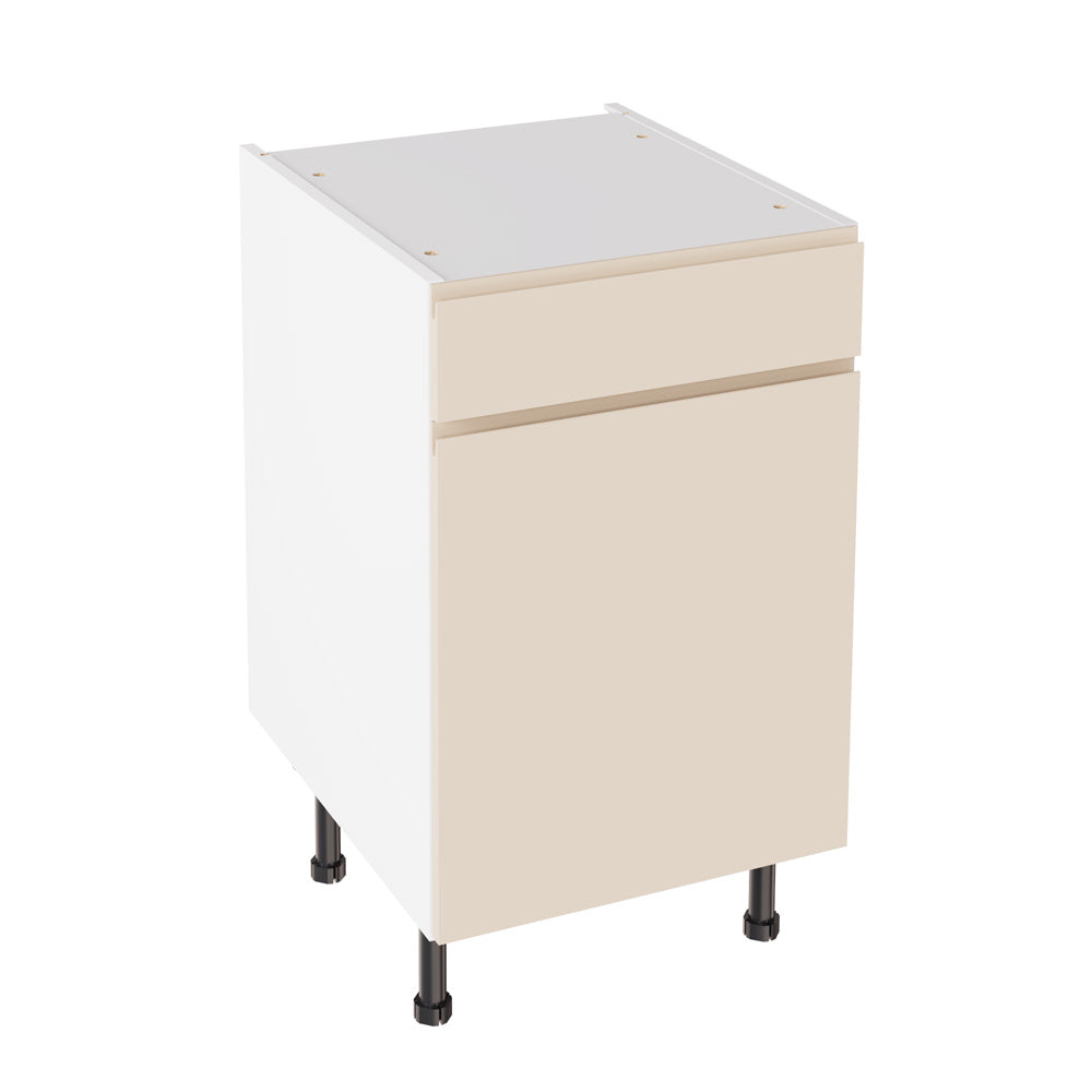 J-Pull Super Gloss Cashmere Base Kitchen Cabinets with UNICLIC Technology, Flat packed