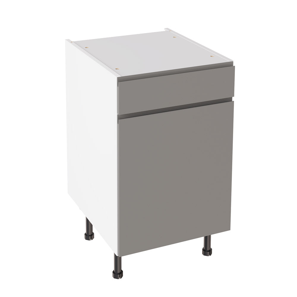 J-Pull Super Gloss Dust Grey Base Kitchen Cabinets with UNICLIC Technology, Flat packed