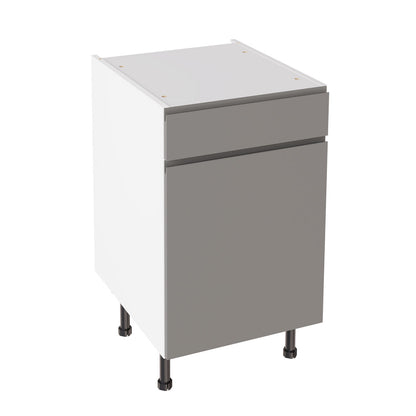 J-Pull Super Gloss Dust Grey Base Kitchen Cabinets with UNICLIC Technology, Flat packed