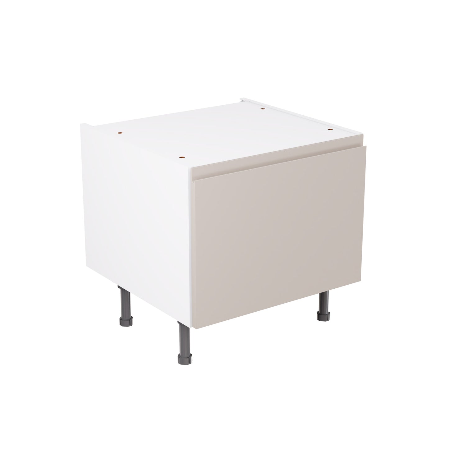 J-Pull Super Gloss Light Grey Base Kitchen Cabinets with UNICLIC Technology, Flat packed