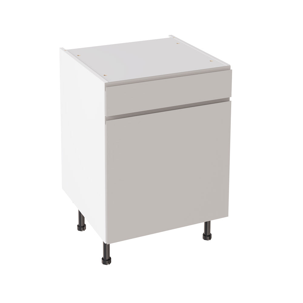 J-Pull Super Gloss Light Grey Base Kitchen Cabinets with UNICLIC Technology, Flat packed