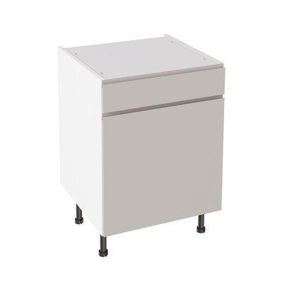 J-Pull Super Gloss Light Grey Base Kitchen Cabinets with UNICLIC Technology, Flat packed