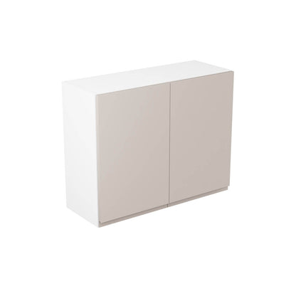 J-Pull Super Gloss Light Grey Wall Kitchen Cabinets with UNICLIC Technology, Flat packed