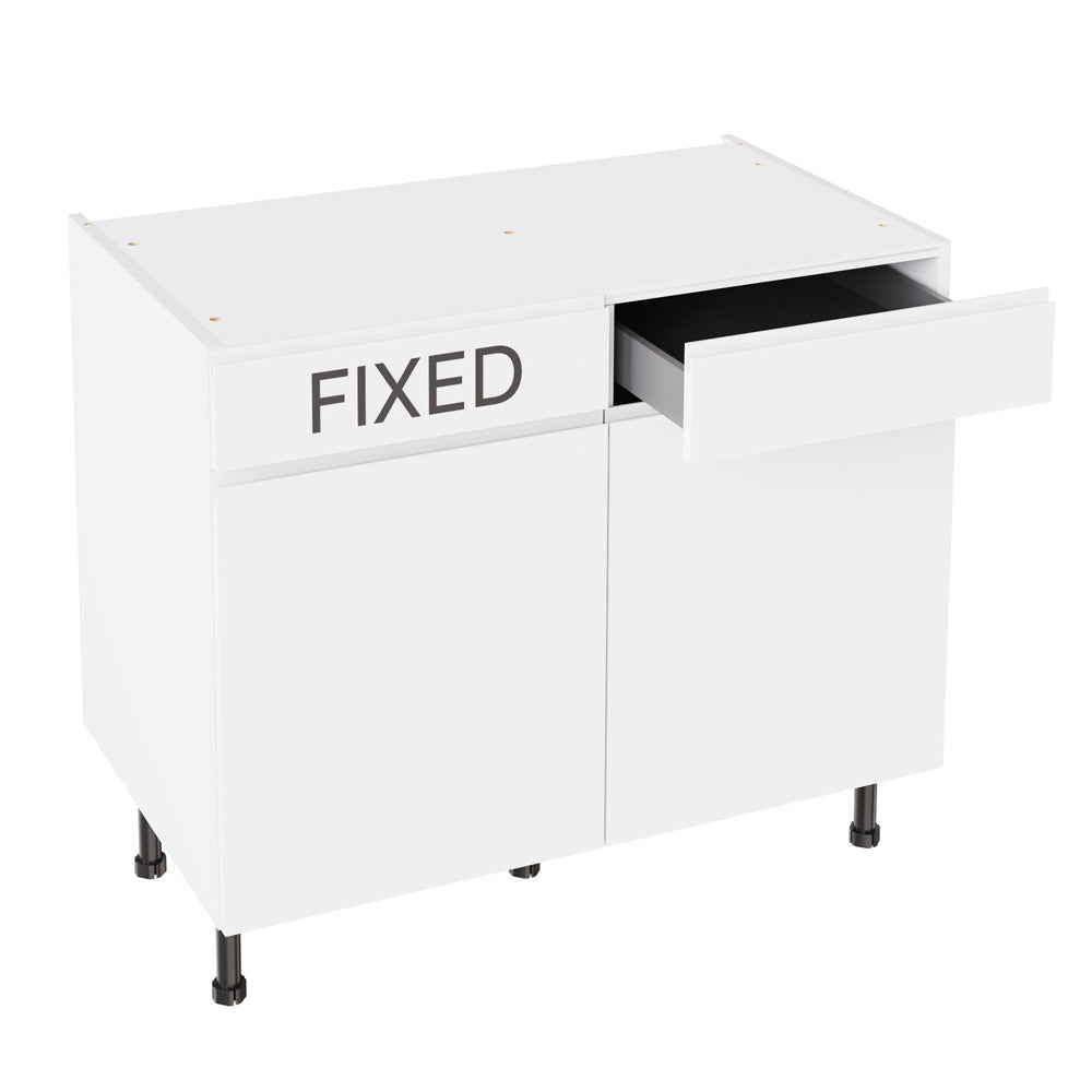 J-Pull Super Gloss White Base Kitchen Cabinets with UNICLIC Technology, Flat packed