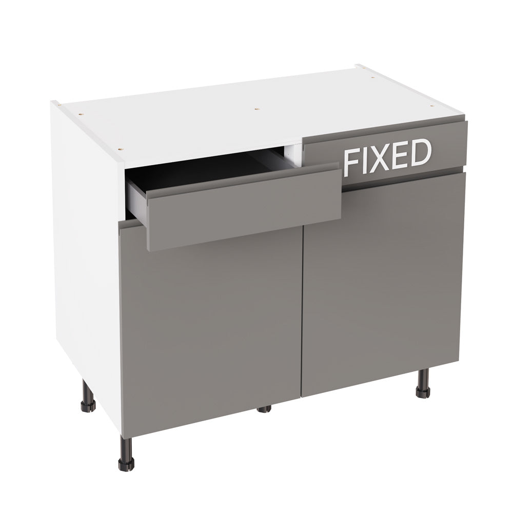 J-Pull UltraMatt Dust Grey Base Kitchen Cabinets with UNICLIC Technology, Flat packed