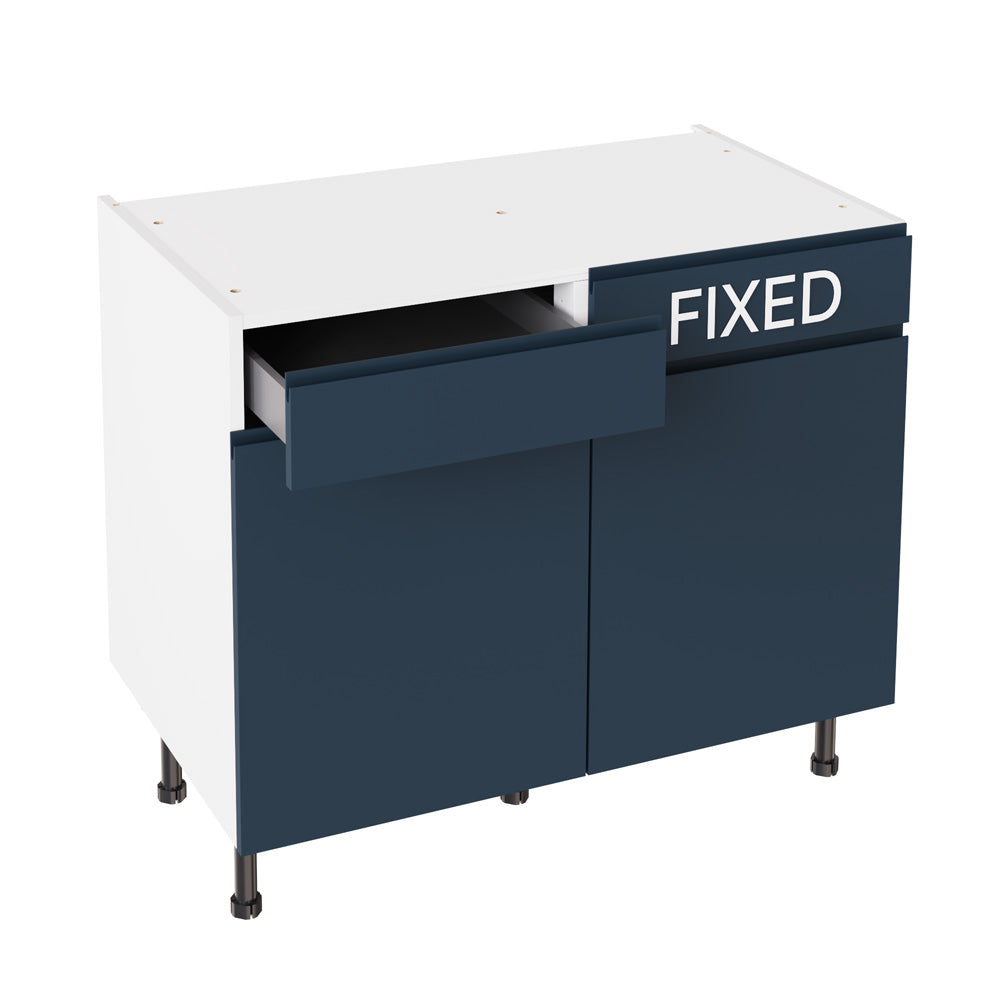 J-Pull UltraMatt Indigo Base Kitchen Cabinets with UNICLIC Technology, Flat packed