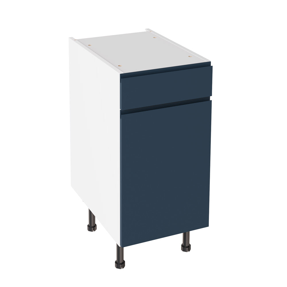 J-Pull UltraMatt Indigo Base Kitchen Cabinets with UNICLIC Technology, Flat packed