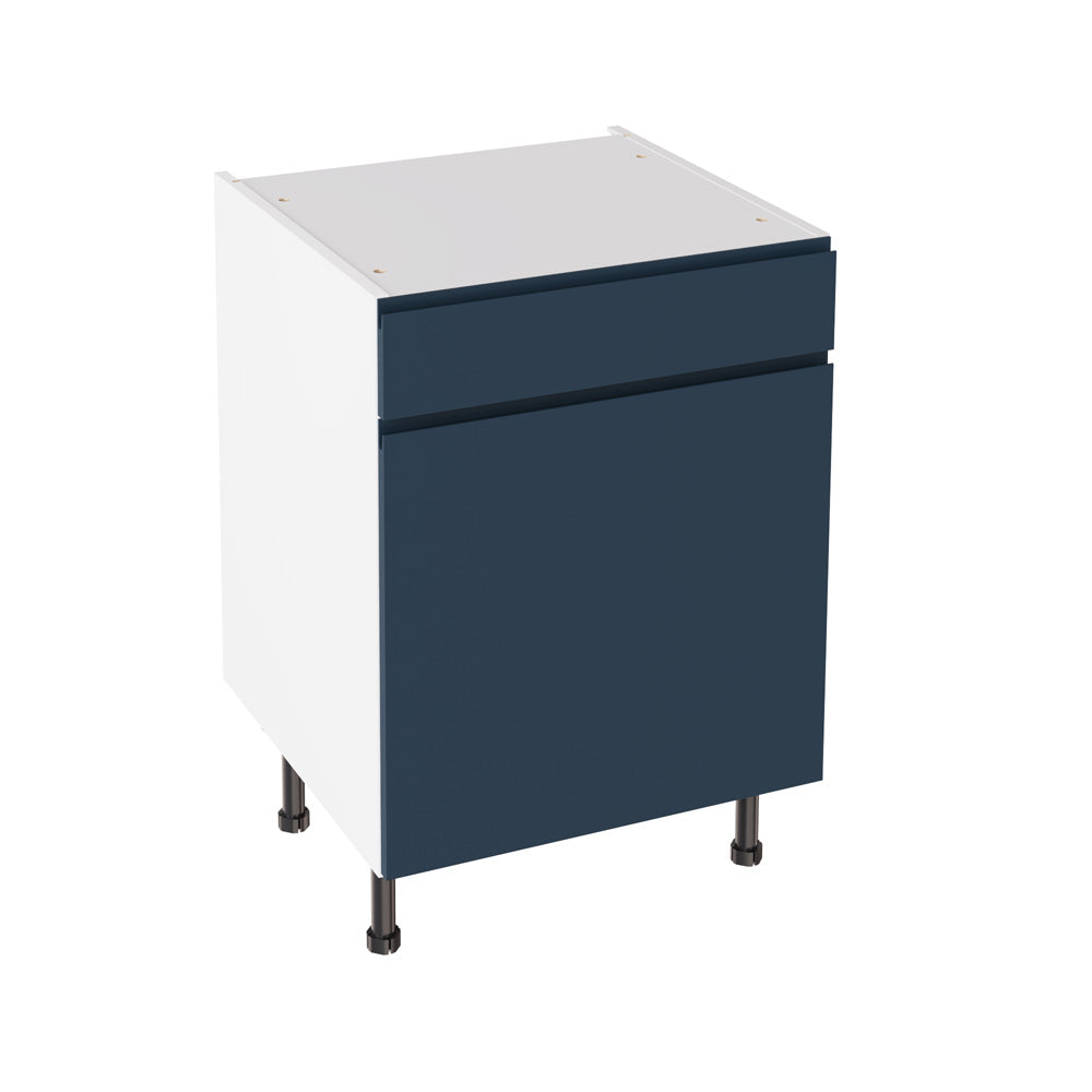 J-Pull UltraMatt Indigo Base Kitchen Cabinets with UNICLIC Technology, Flat packed