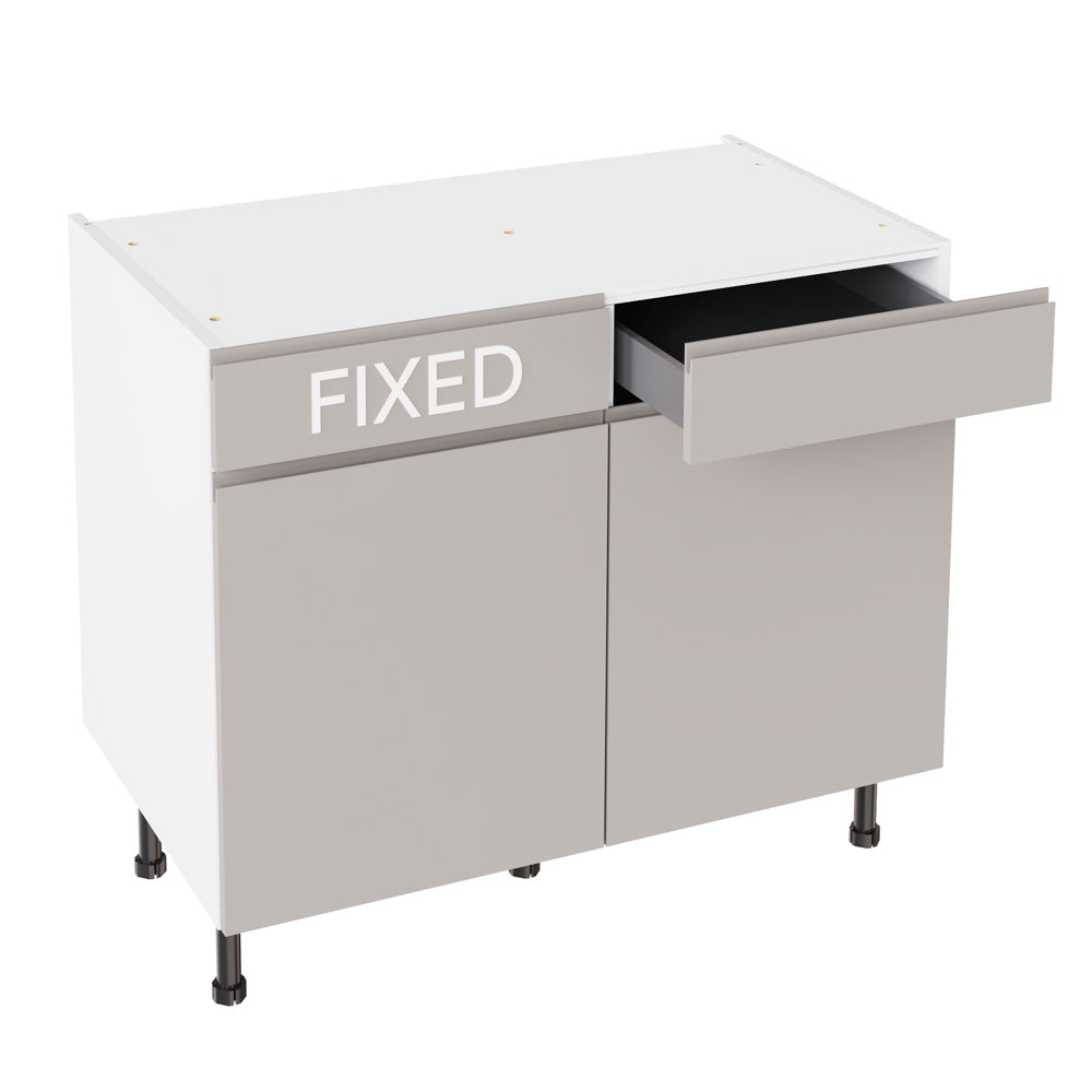 J-Pull UltraMatt Light Grey Base Kitchen Cabinets with UNICLIC Technology, Flat packed