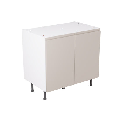 J-Pull Super Gloss Light Grey Base Kitchen Cabinets with UNICLIC Technology, Flat packed