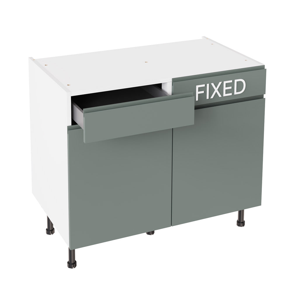 J-Pull UltraMatt Sage Base Kitchen Cabinets with UNICLIC Technology, Flat packed