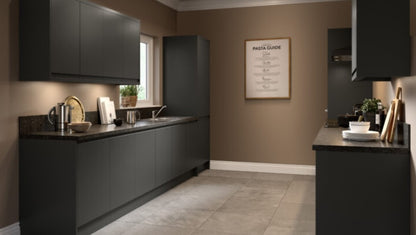 J-Pull UltraMatt Graphite Base Kitchen Cabinets with UNICLIC Technology, Flat packed