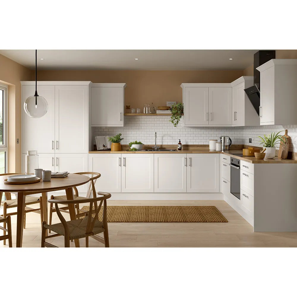 Shaker UltraMatt White Base Kitchen Cabinets with UNICLIC Technology, Flat packed