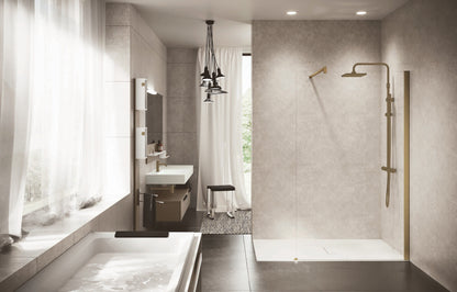 Novellini Kuadra H Fixed Shower Wet Room Panel Brushed Bronze 60-160cm