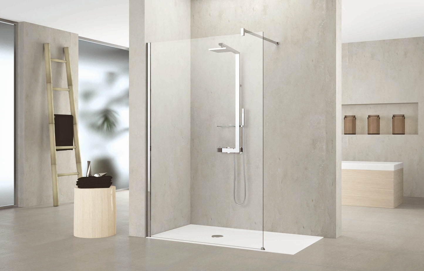 Novellini Kuadra H Fixed Shower Wet Room Panel Chrome 40-160cm