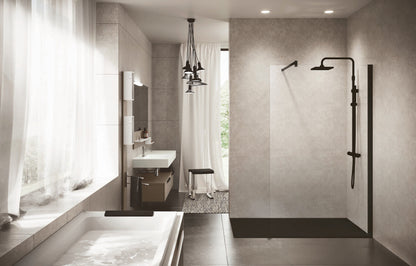 Novellini Kuadra H Fixed Shower Wet Room Panel Matt Black 40-160cm