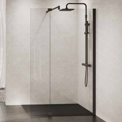 Novellini Kuadra H Fixed Shower Wet Room Panel Brushed Inox 60-160cm