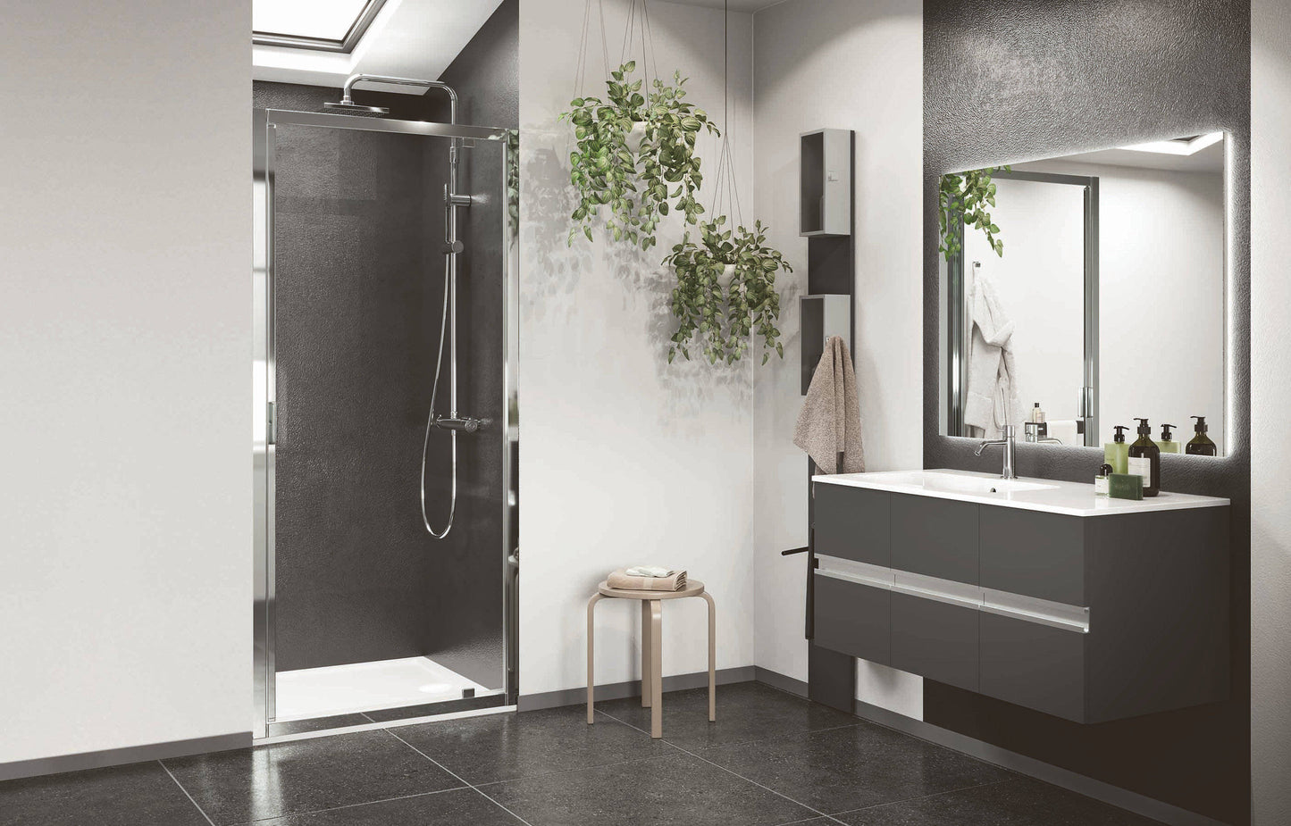 Novellini Lunes G, In-Out Opening Shower door Chrome 65-100cm