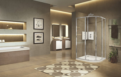 Novellini Lunes R, Quadrant + Off Set Shower Enclosure Chrome