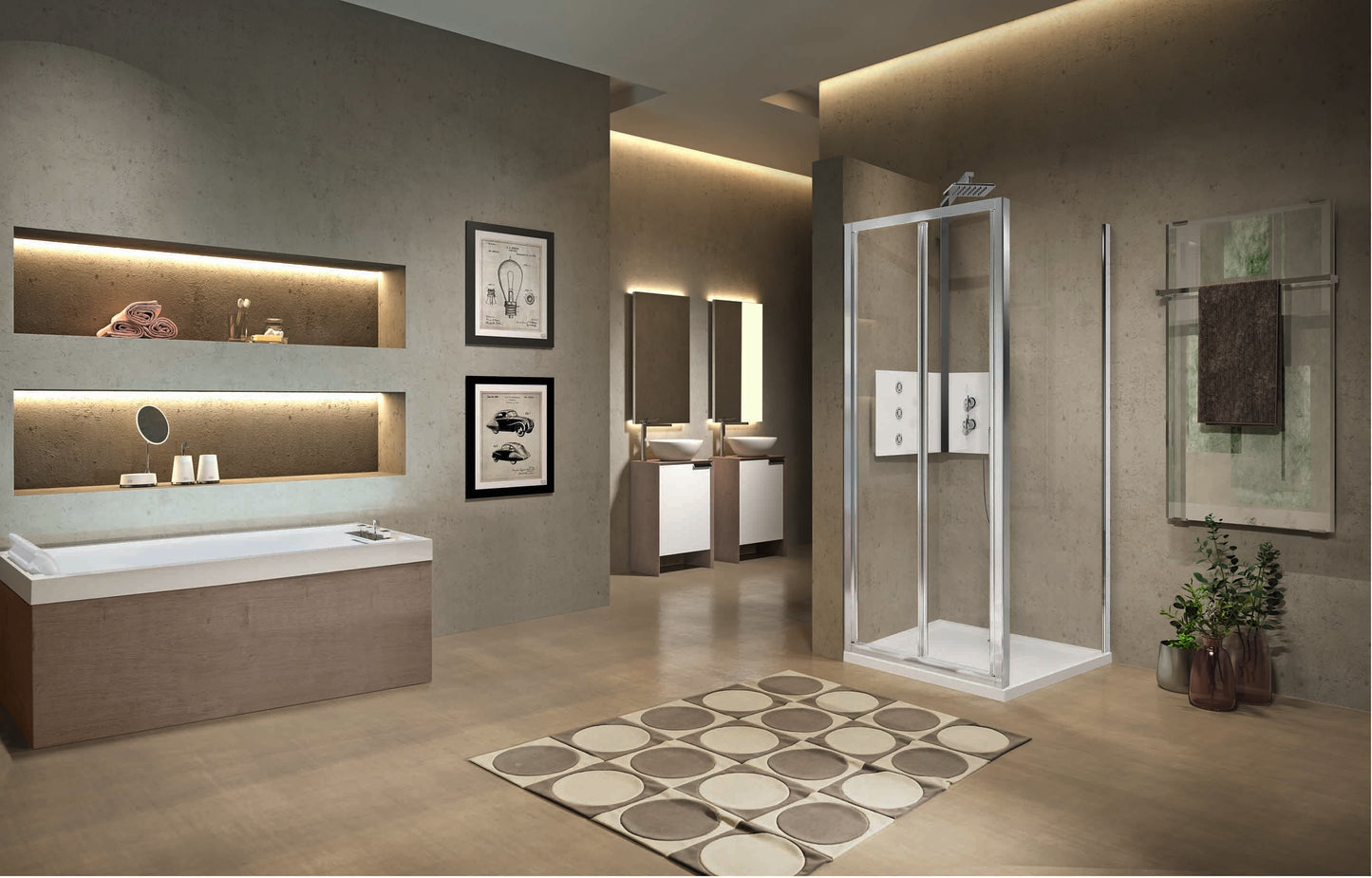 Novellini Lunes S, Folding Shower Door Chrome 80-100cm