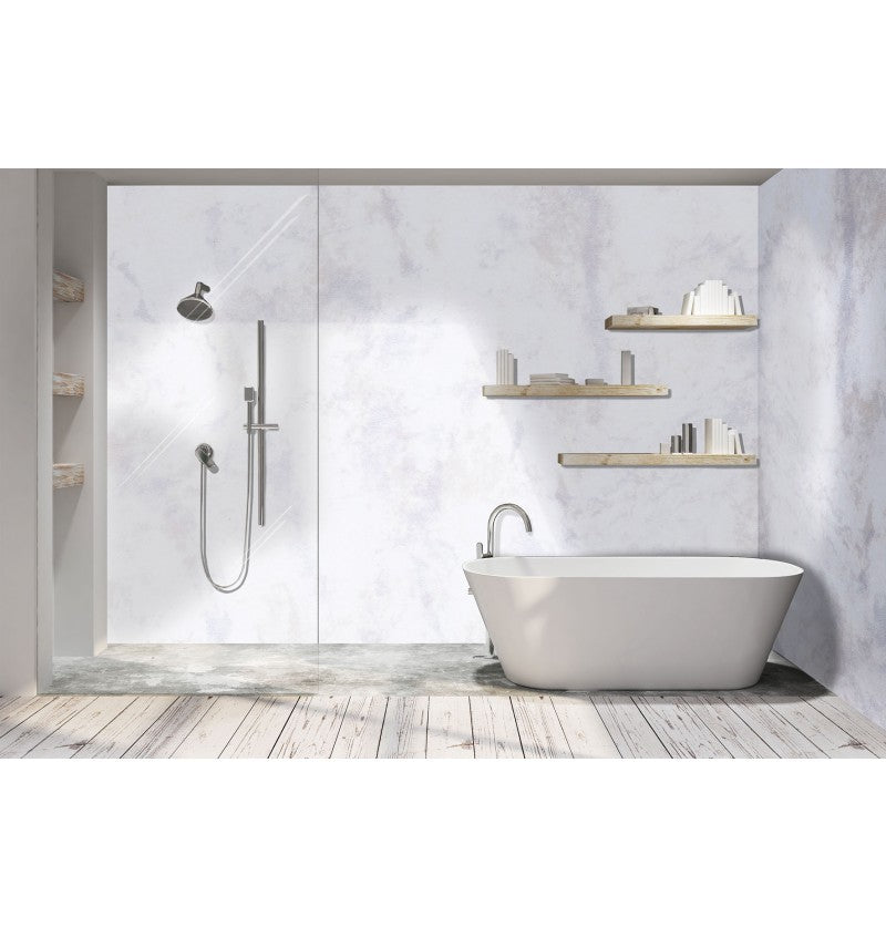 Light Marble Gloss Shower Panel on 9mm 100% Waterproof Solid Composite core 2400x1185