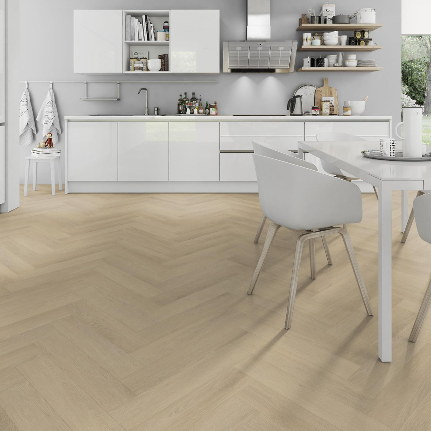 LVT Flooring Lignum Core Linen Oak Herringbone  - Pack Size: 2.23m²