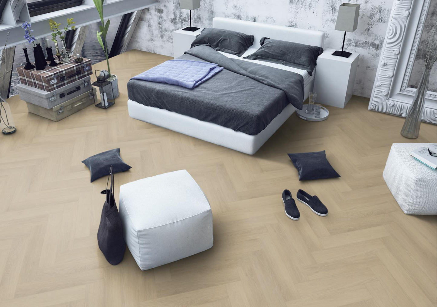 LVT Flooring Lignum Core Linen Oak Herringbone  - Pack Size: 2.23m²