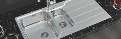UKinox LN 1000.500.15  Polished 1.5 Bowl Stainless Steel inset kitchen sink
