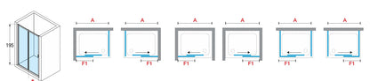 Novellini Lunes 2P, 1 Sliding Shower door + 1 Fixed Panel Chrome 100-160cm