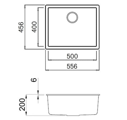 Reginox MULTA 556x456 Composite Inset 1 Bowl Kitchen sink
