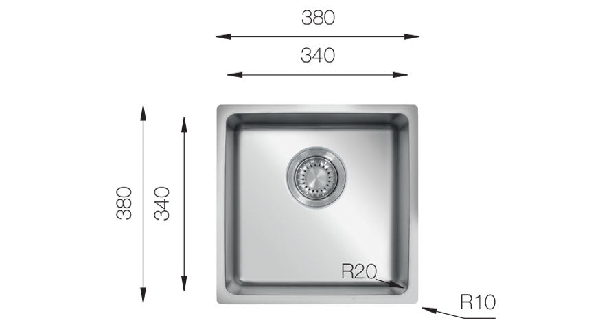 UKinox ME 340.340 Polished Stainless Steel 1 Bowl Undermount/Inset  kitchen sink