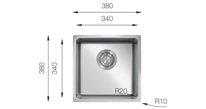 UKinox ME 340.340 Polished Stainless Steel 1 Bowl Undermount/Inset  kitchen sink