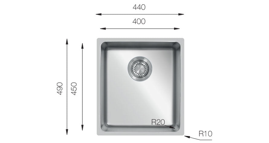 UKinox ME 400.450  Polished Stainless Steel 1 Bowl Undermount/Inset  kitchen sink