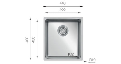 UKinox ME 400.450  Polished Stainless Steel 1 Bowl Undermount/Inset  kitchen sink