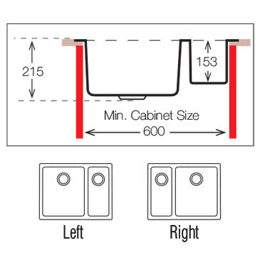 UKinox MU 340 70 30 Polished 1.5 Bowl Stainless Steel Undermount/Inset kitchen sink 570x440
