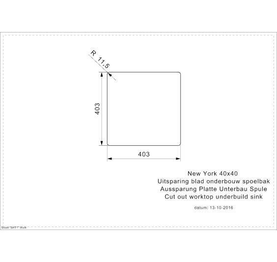 Reginox New York 40x40L Inset/Undermount 1  bowl SS Kitchen Sink