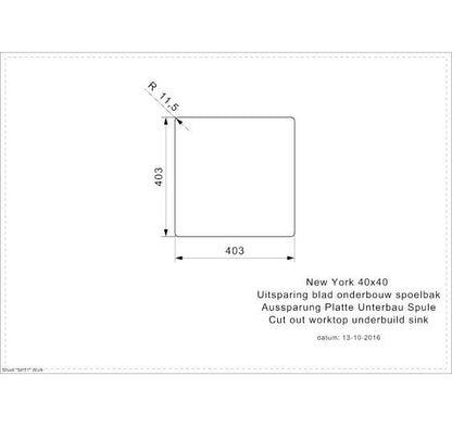 Reginox New York 40x40L Inset/Undermount 1  bowl SS Kitchen Sink