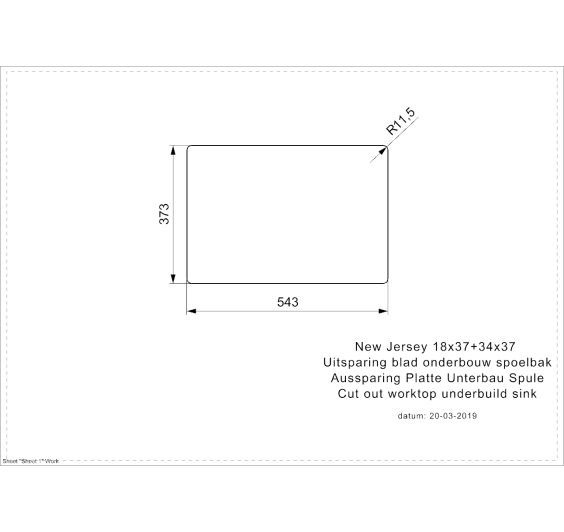 Reginox New Jersey 18x37+34x37 Inset/Undermount 1.5 bowl SS Kitchen Sink