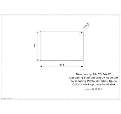 Reginox New Jersey 18x37+34x37 Inset/Undermount 1.5 bowl SS Kitchen Sink