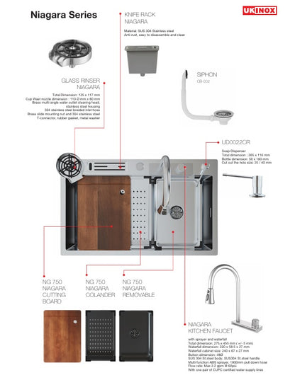 UKinox Niagra Polished Stainless Steel Inset  kitchen sink including Tap and accessories