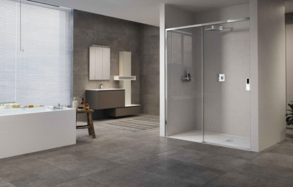 Novellini Opera 2PH, 1 Sliding Shower door + 1 Fixed Panel Chrome